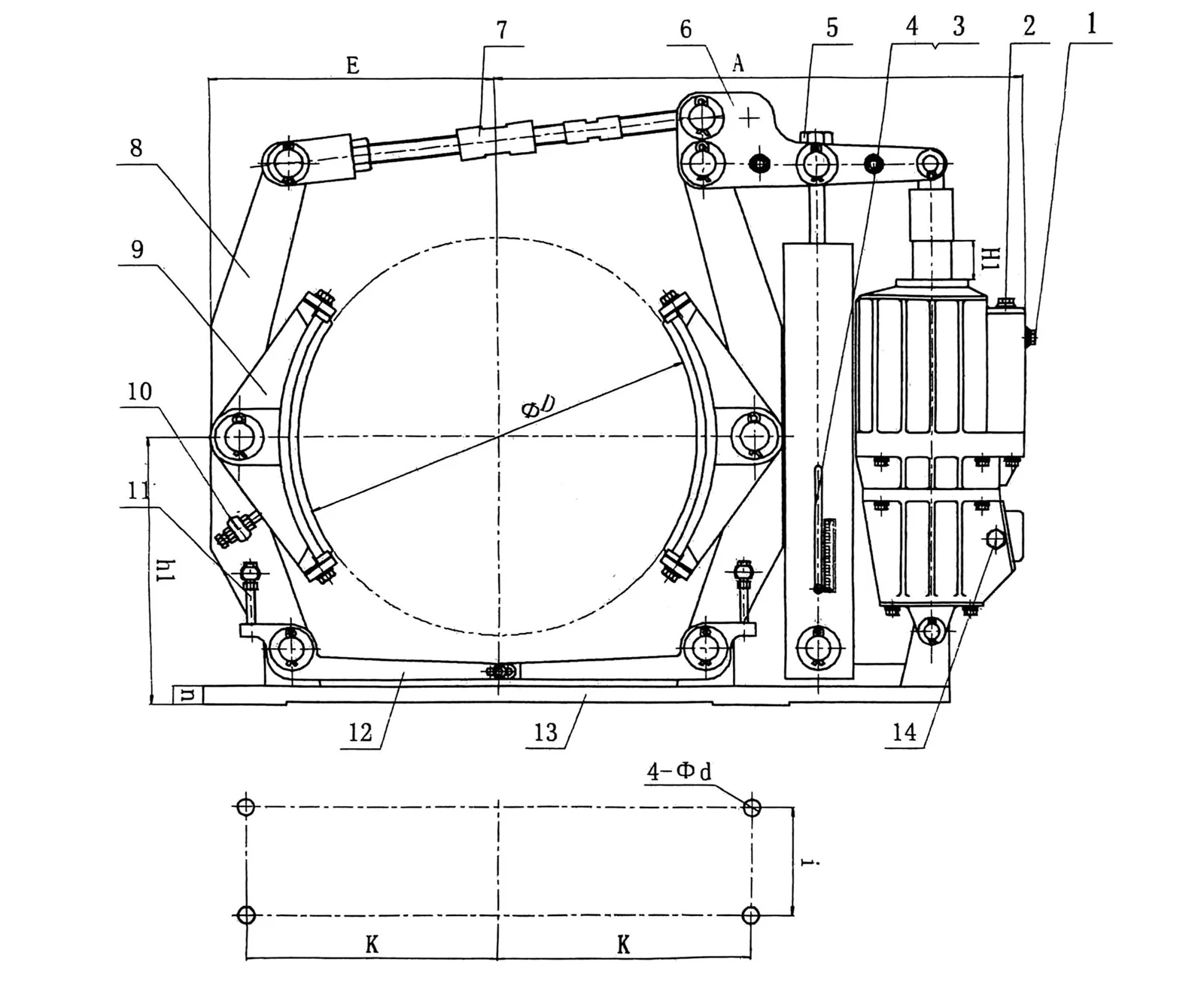 outline dimension drawing of bywz9 explosion-proof electric hydraulic brake outline dimension drawing of bywz9 explosion-proof electric hydraulic brake